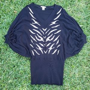 Arden B., Small, Black w/ tiger stripe sequins.